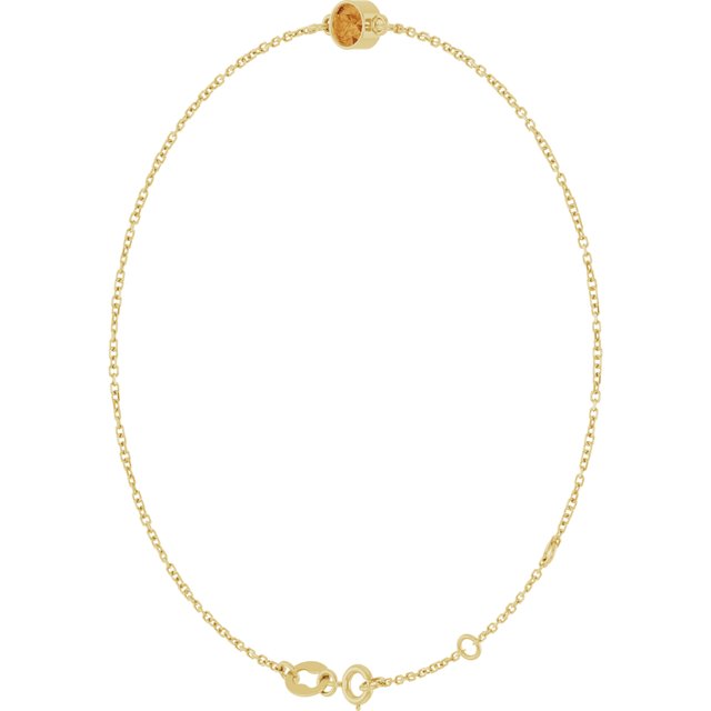 1-Stone Natural Citrine & Round Bezel-Set Link Bracelet In Set