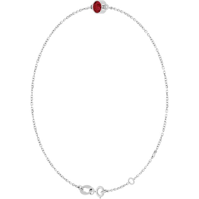 1-Stone Lab-Grown Ruby & Round Bezel-Set Link Bracelet In Set