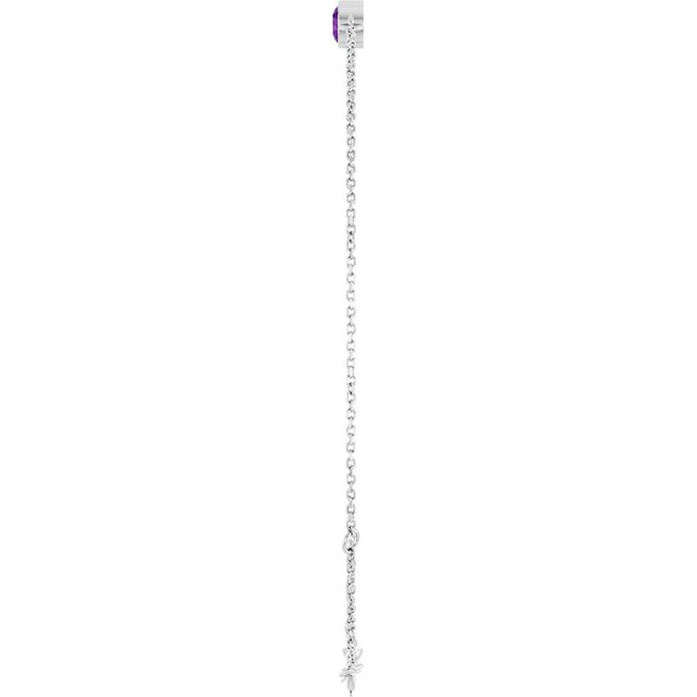 1-Stone Natural Amethyst & Round Bezel-Set Link Bracelet In Set