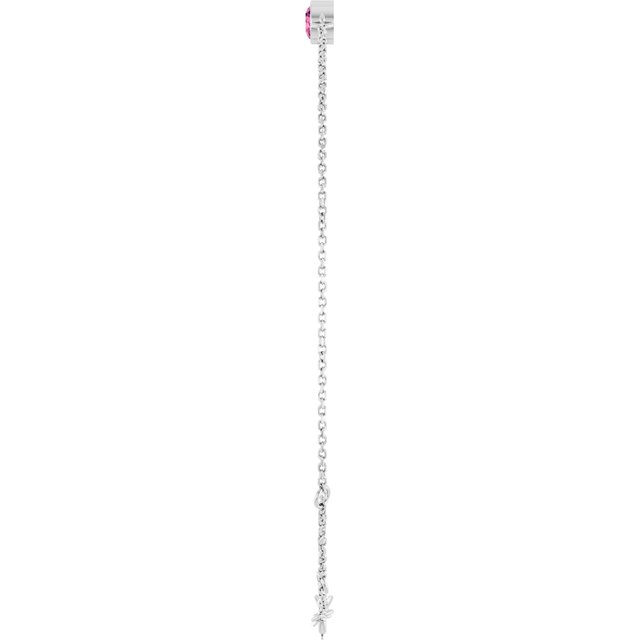 1-Stone Natural Pink Tourmaline & Round Bezel-Set Link Bracelet In Set