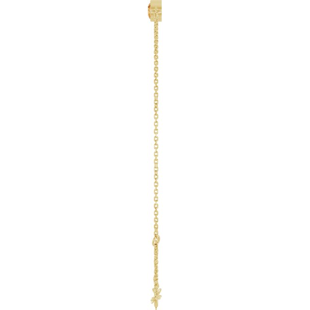 1-Stone Natural Citrine & Round Bezel-Set Link Bracelet In Set