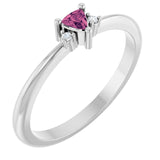 Trillion Pink Tourmaline & Diamond Accented Ring in Platinum | 3x3x3mm
