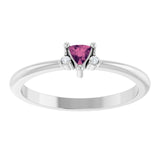 Trillion Pink Tourmaline & Diamond Accented Ring in Platinum | 3x3x3mm