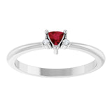 Trillion Lab-Grown Ruby Accented Ring with Diamond Accents in Platinum