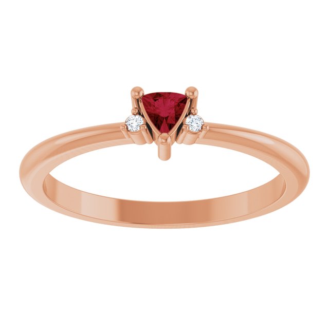 Trillion Ruby Accented Ring with Diamond Accents in Rose Gold