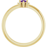 Trillion Amethyst & Diamond Accented Ring in Yellow Gold | 3x3x3mm