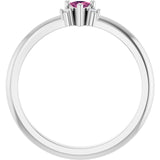 Trillion Pink Tourmaline & Diamond Accented Ring in Platinum | 3x3x3mm