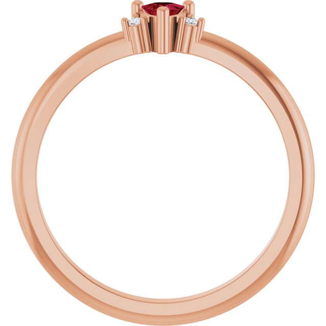 Trillion Ruby Accented Ring with Diamond Accents in Rose Gold