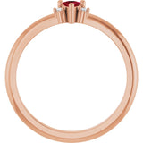 Trillion Ruby Accented Ring with Diamond Accents in Rose Gold