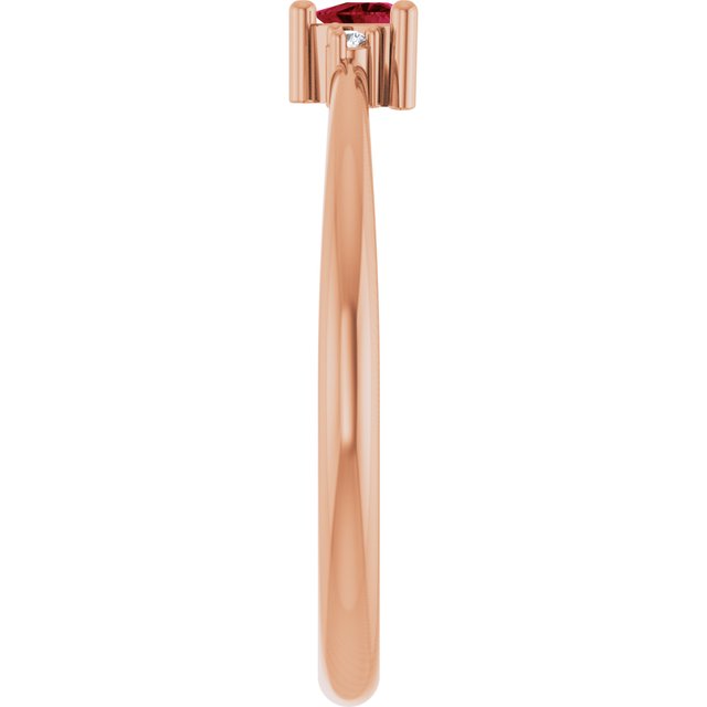 Trillion Ruby Accented Ring with Diamond Accents in Rose Gold