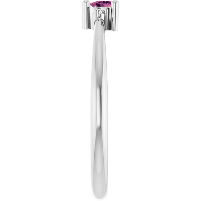 Trillion Pink Tourmaline & Diamond Accented Ring in Platinum | 3x3x3mm