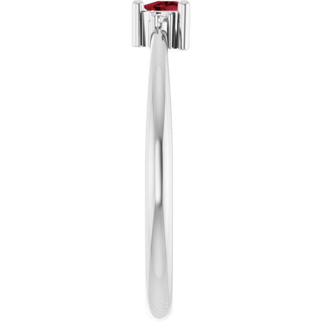 Trillion Lab-Grown Ruby Accented Ring with Diamond Accents in Platinum