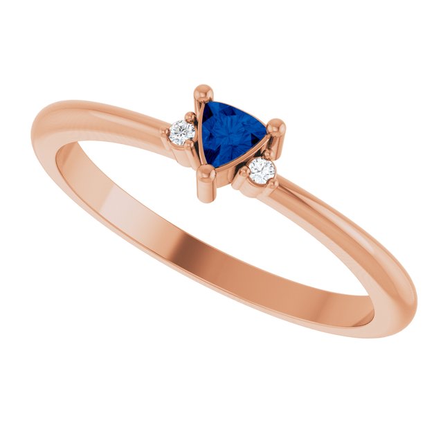 Trillion Blue Sapphire & Diamond Accented Ring in Gold and Platinum