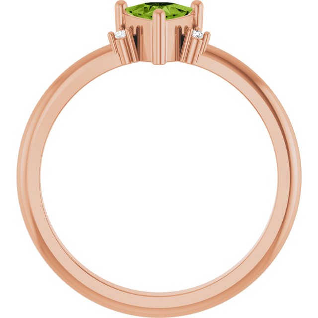 Trillion Peridot Accented Ring with Diamond Accents in Gold