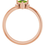 Trillion Peridot Accented Ring with Diamond Accents in Gold