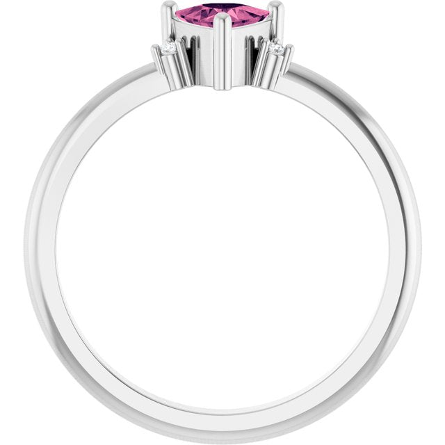 Trillion Pink Tourmaline & Diamond Accented Ring in Platinum | 5x5x5mm