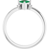 Trillion Lab-Grown Emerald & Diamond Accented Ring in Platinum