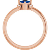 Trillion Blue Sapphire Accented Ring with Diamond Accents in Gold
