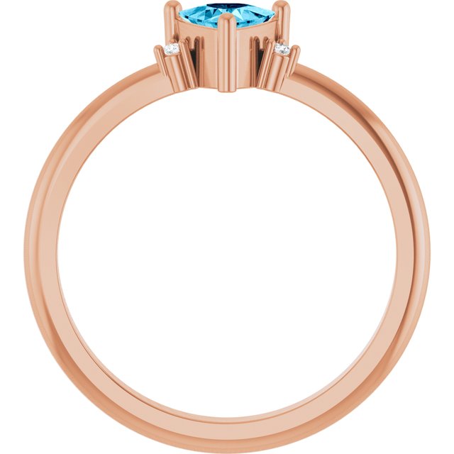 Trillion Aquamarine & Diamond Accented Ring in Rose Gold | 5x5x5mm