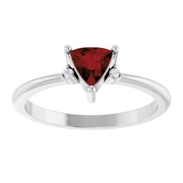 Trillion Mozambique Garnet & Diamond Accented Ring in Platinum