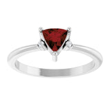 Trillion Mozambique Garnet & Diamond Accented Ring in Platinum