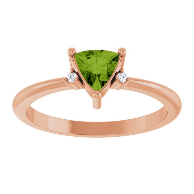 Trillion Peridot Accented Ring with Diamond Accents in Gold