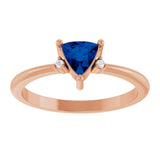 Trillion Blue Sapphire Accented Ring with Diamond Accents in Gold