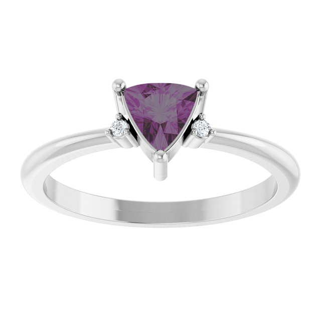 Trillion Lab-Grown Alexandrite & Diamond Ring in Gold and Platinum