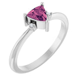 Trillion Pink Tourmaline & Diamond Accented Ring in Platinum | 5x5x5mm