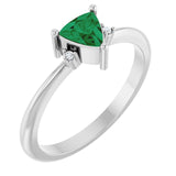 Trillion Lab-Grown Emerald & Diamond Accented Ring in Platinum