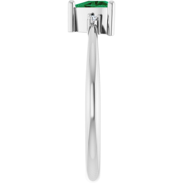 Trillion Lab-Grown Emerald & Diamond Accented Ring in Platinum