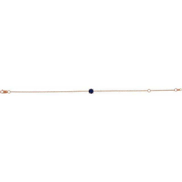 Round Lab-Grown Blue Sapphire Solitaire Link Bracelet In Gold & Platinum