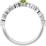 Round Peridot Symbols Ring in Gold and Platinum