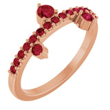 Round Lab-Grown Ruby Accented Ring in Rose Gold