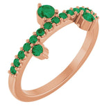 Round Lab-Grown Emerald Accented Ring in Rose Gold