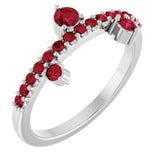 Round Lab-Grown Ruby Accented Ring in Platinum