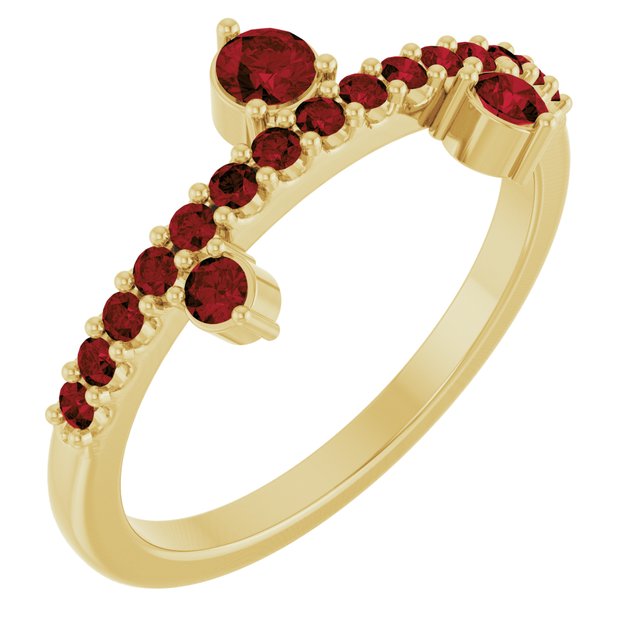 Round Mozambique Garnet Accented Ring in Gold