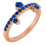 Round Lab-Grown Blue Sapphire Accented Ring in Rose Gold