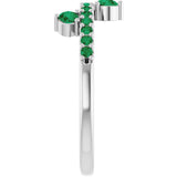 Round Lab-Grown Emerald Accented Ring in White Gold