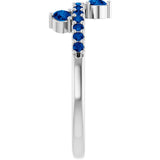 Round Lab-Grown Blue Sapphire Accented Ring in Platinum