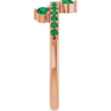Round Lab-Grown Emerald Accented Ring in Rose Gold