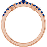Round Lab-Grown Blue Sapphire Accented Ring in Rose Gold