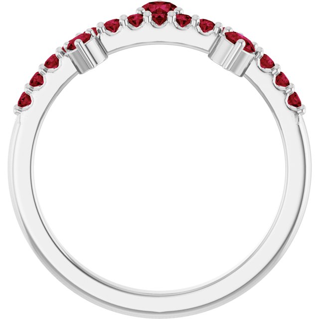 Round Lab-Grown Ruby Accented Ring in White Gold