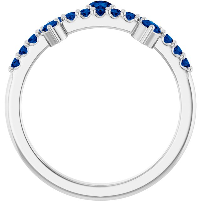 Round Lab-Grown Blue Sapphire Accented Ring in Platinum