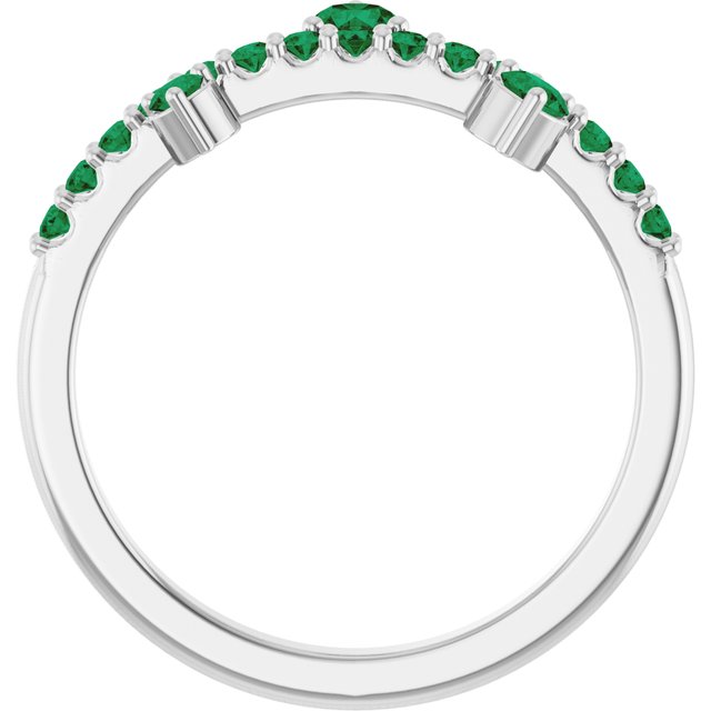 Round Lab-Grown Emerald Accented Ring in White Gold