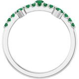 Round Lab-Grown Emerald Accented Ring in White Gold