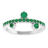 Round Lab-Grown Emerald Accented Ring in White Gold