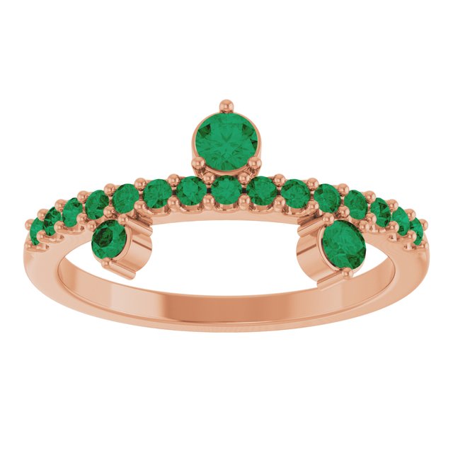 Round Lab-Grown Emerald Accented Ring in Rose Gold