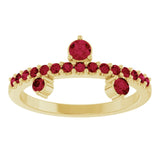 Round Lab-Grown Ruby Accented Ring in Yellow Gold