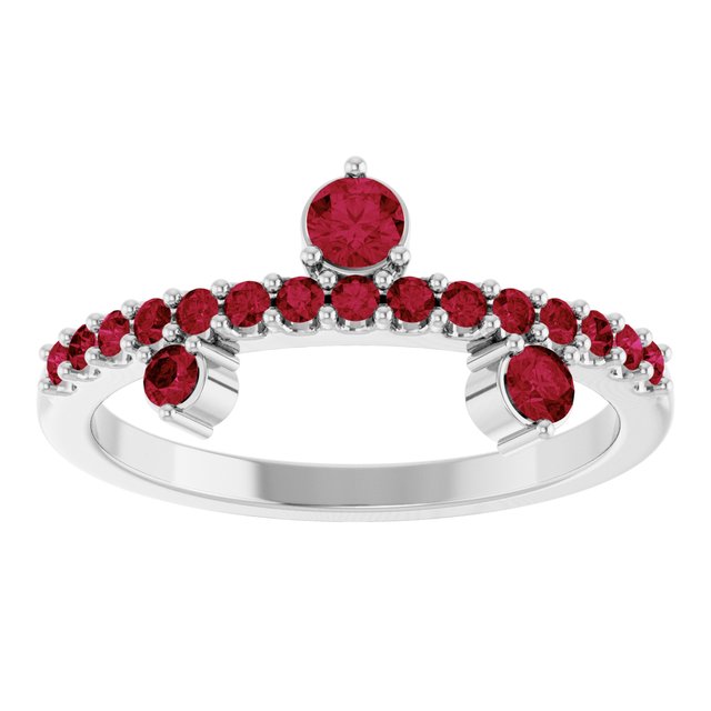 Round Lab-Grown Ruby Accented Ring in Platinum